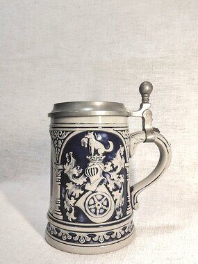 Collectable Vintage German Stoneware Beer Stein.  1950-80"s era. Made by Gerz